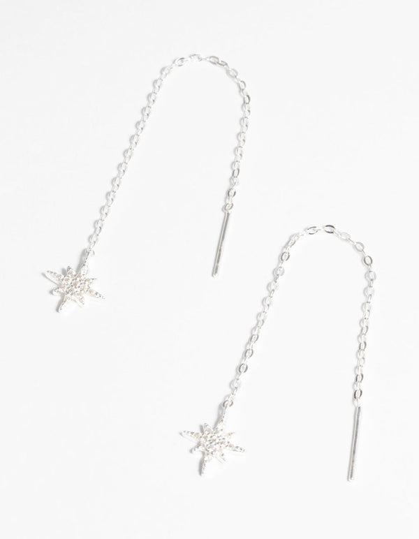 Sterling Silver Starburst Threader Earrings