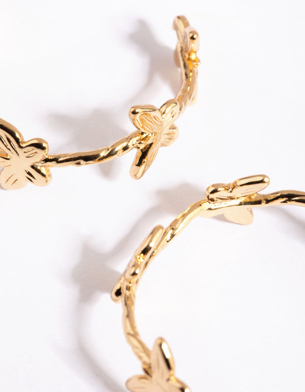 Gold Plated Butterfly Hoop Earrings