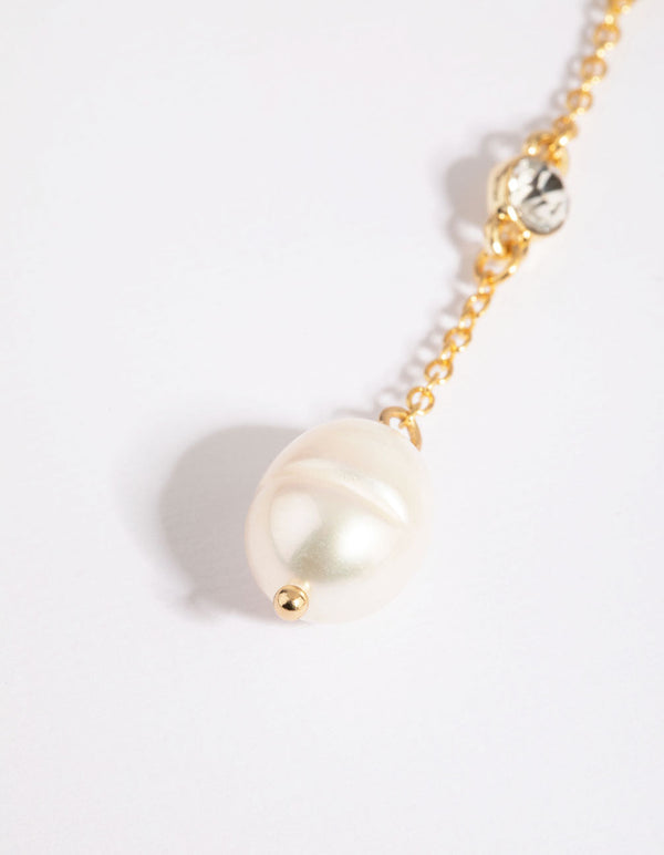 Gold Plated Thread-Through Earrings with Freshwater Pearls