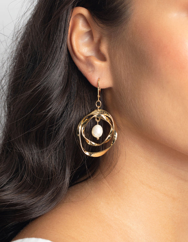 Gold Plated Earrings with Freshwater Pearls