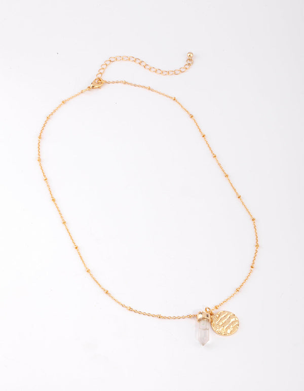 Gold Plated Shard and Disc Layered Necklace