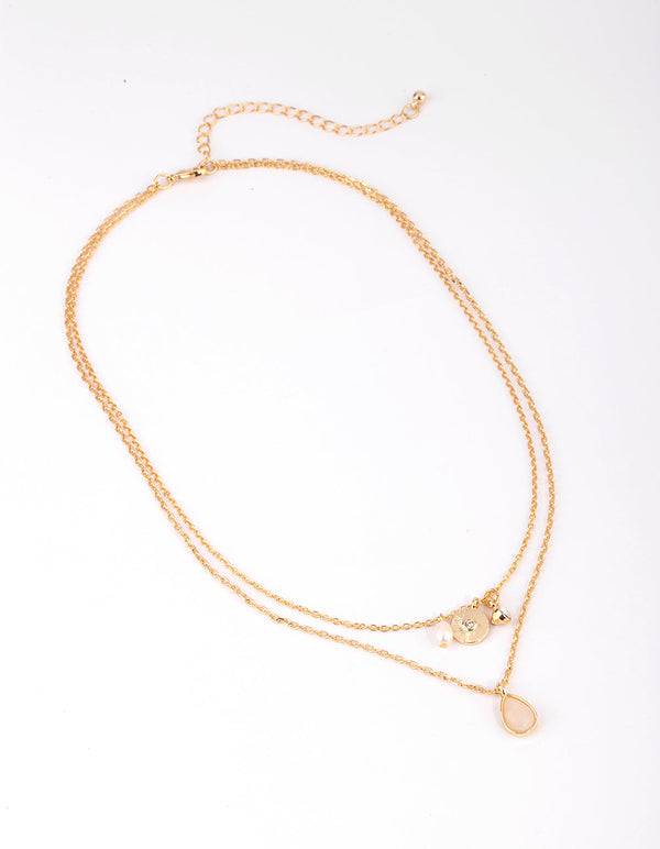 Gold Plated Charm Necklace Set