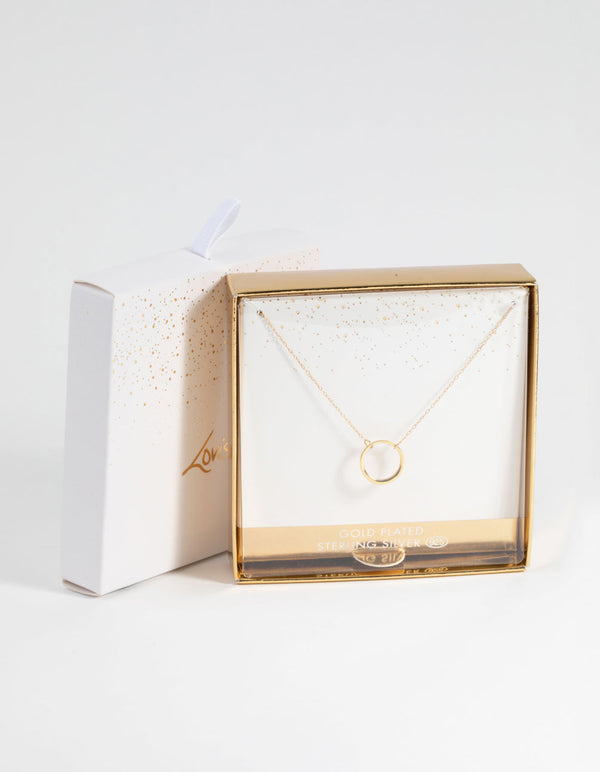 Gold Plated Sterling Silver Open Circle Necklace