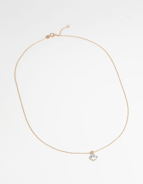 Gold Plated Sterling Silver Cubic Zirconia Sleek Necklace