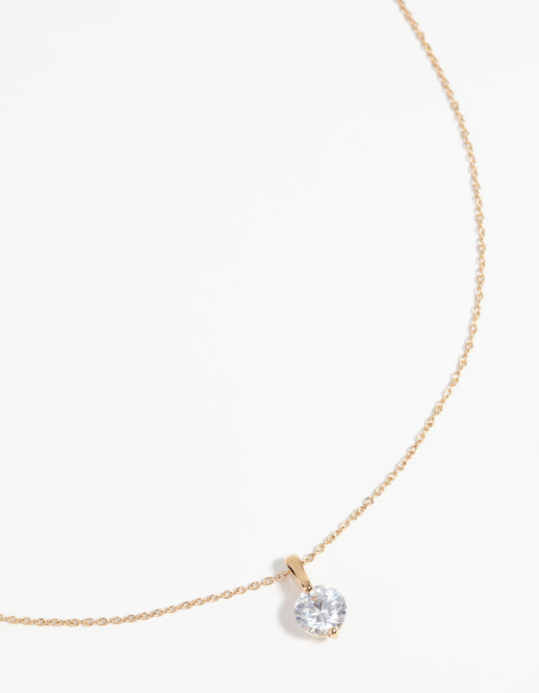 Gold Plated Sterling Silver Cubic Zirconia Sleek Necklace