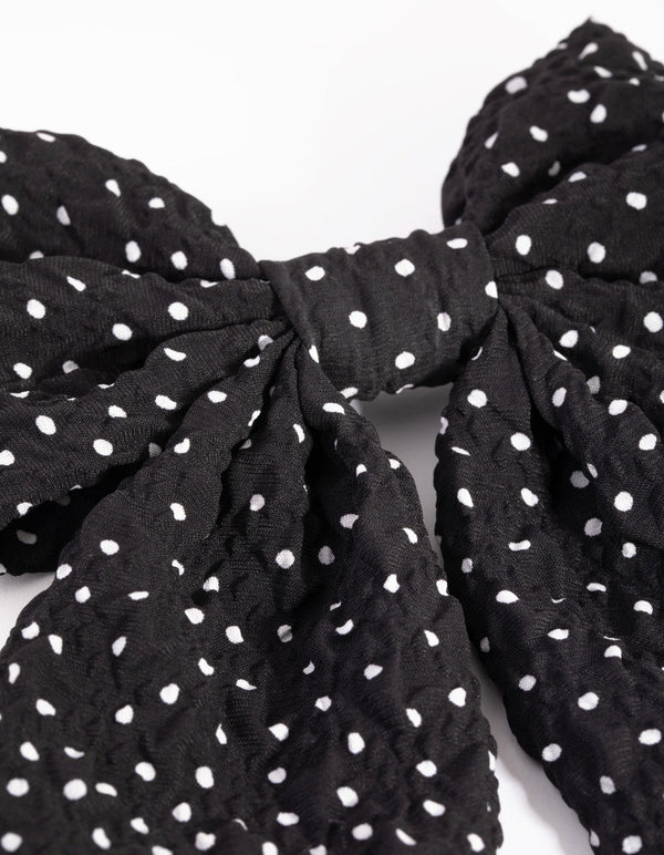 Black and White Polka Dot Bow Clip