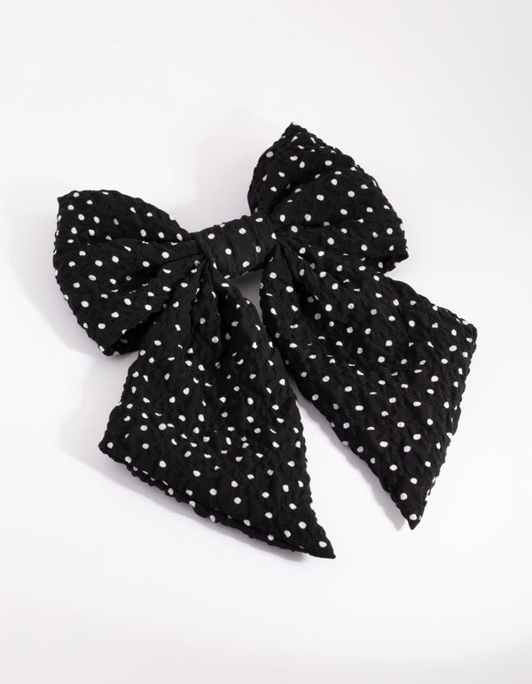 Black and White Polka Dot Bow Clip