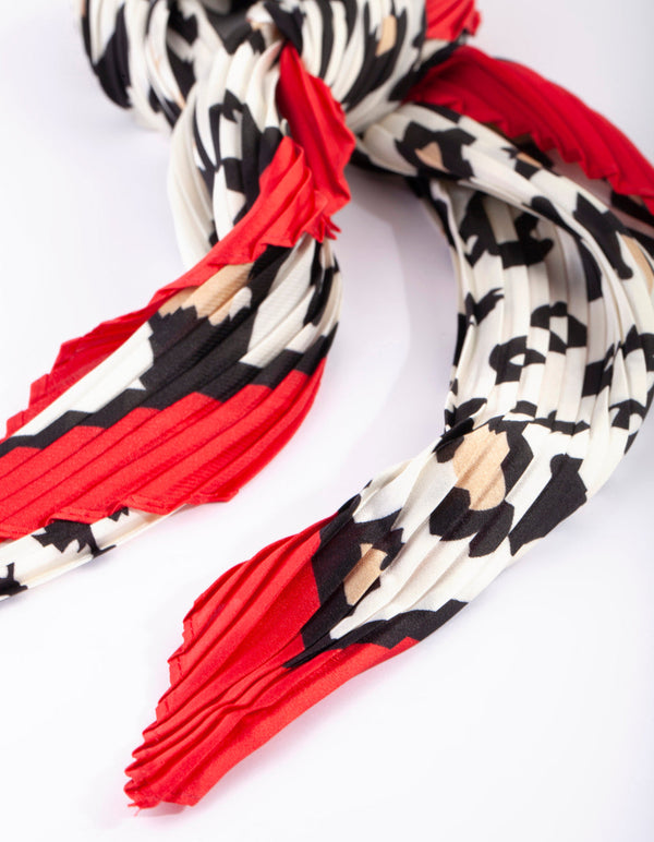 Animal Print Pleated Bandana Hair Scarf