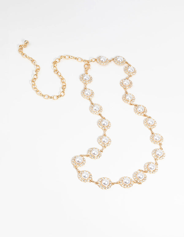 Gold Pearl and Diamante Belt