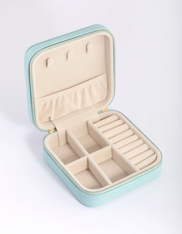 Turquoise PU Leather Square Jewellery Box