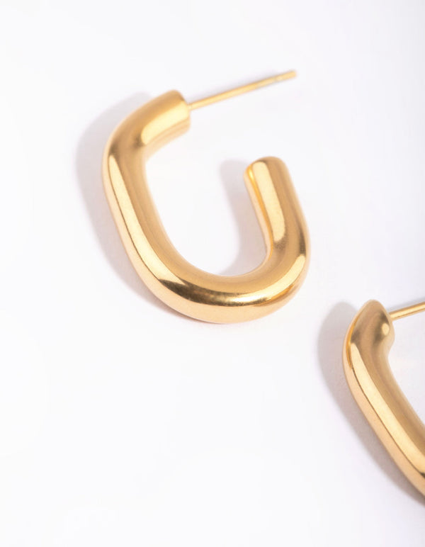 Gold Plated Surgical Steel Oval Hoop Earrings