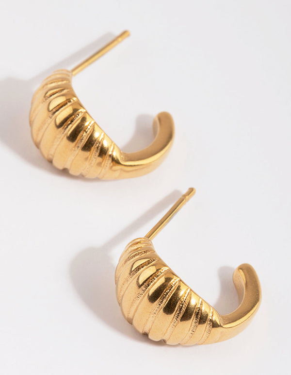Gold Plated Surgical Steel Chunky Croissant Hoop Earrings