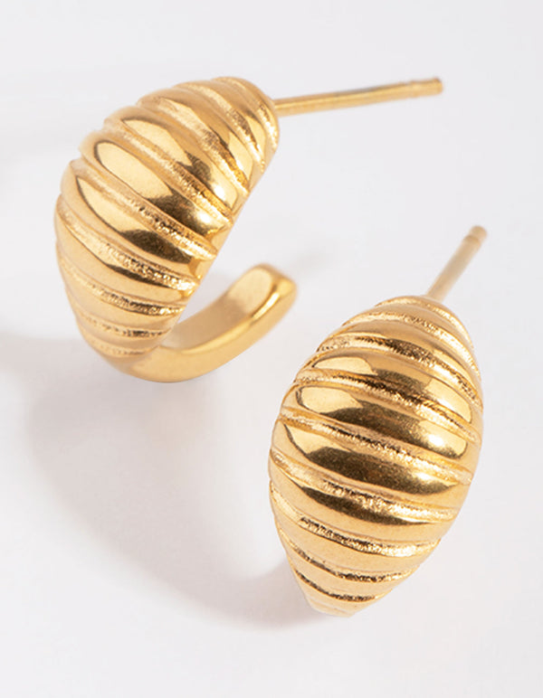 Gold Plated Surgical Steel Chunky Croissant Hoop Earrings