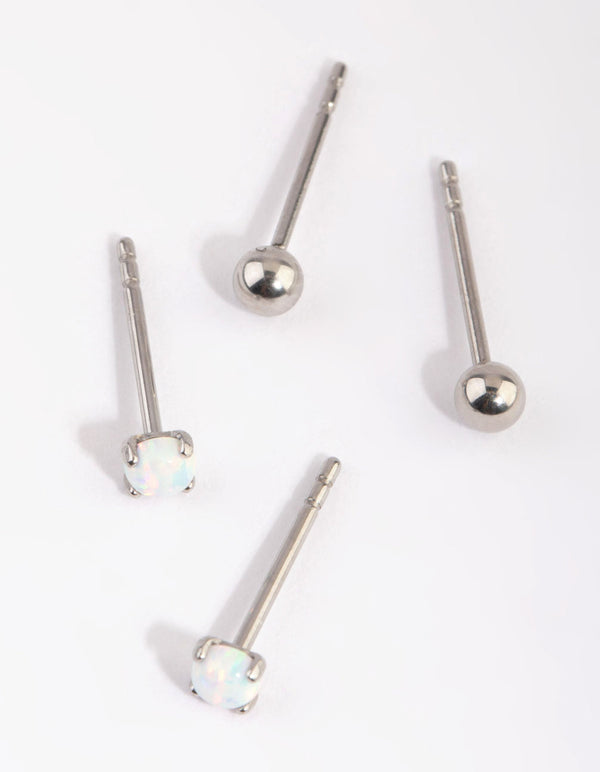 Surgical Steel Opal Stud Earring Pack