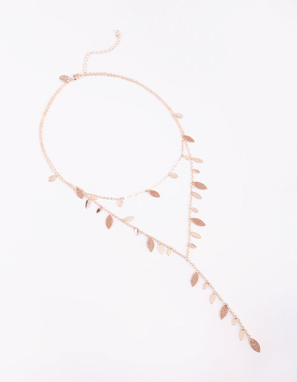 Rose Gold Glitter Leaf Necklace