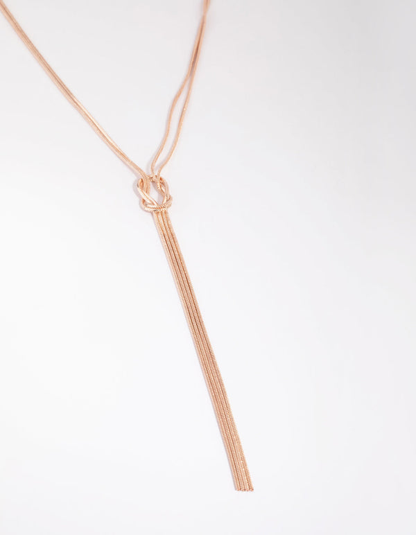 Rose Gold Snake Chain Knot Necklace