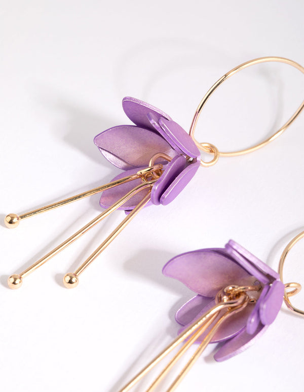Gold Floral Drop Earrings
