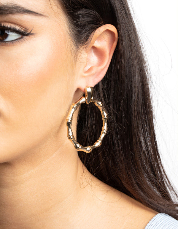 Gold Bamboo Knocker Earrings