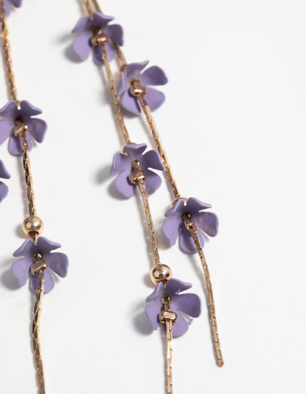 Gold and Lilac Flower Earrings