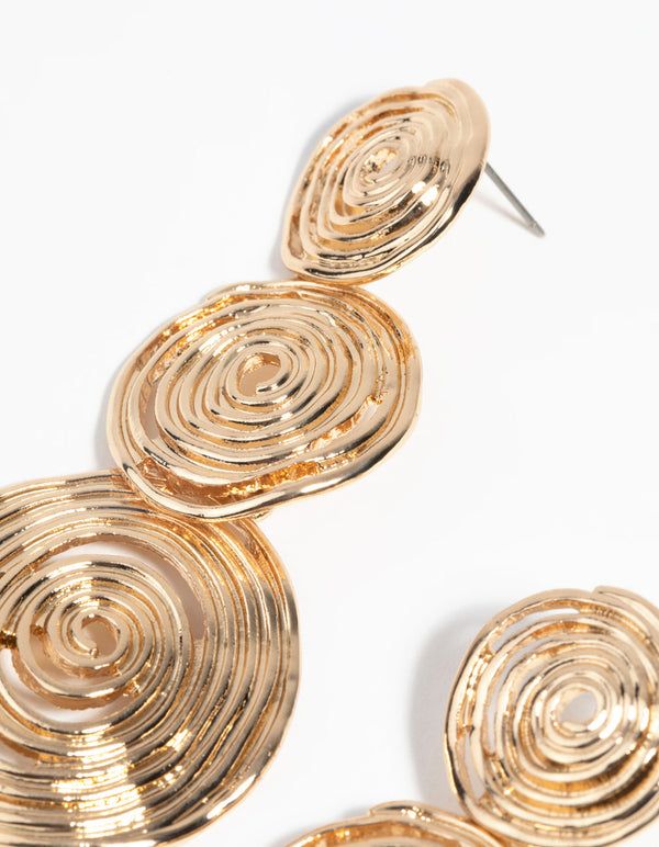 Gold Spiral Drop Earrings