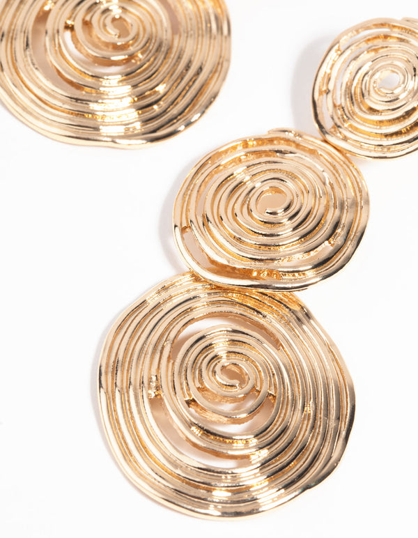 Gold Spiral Drop Earrings