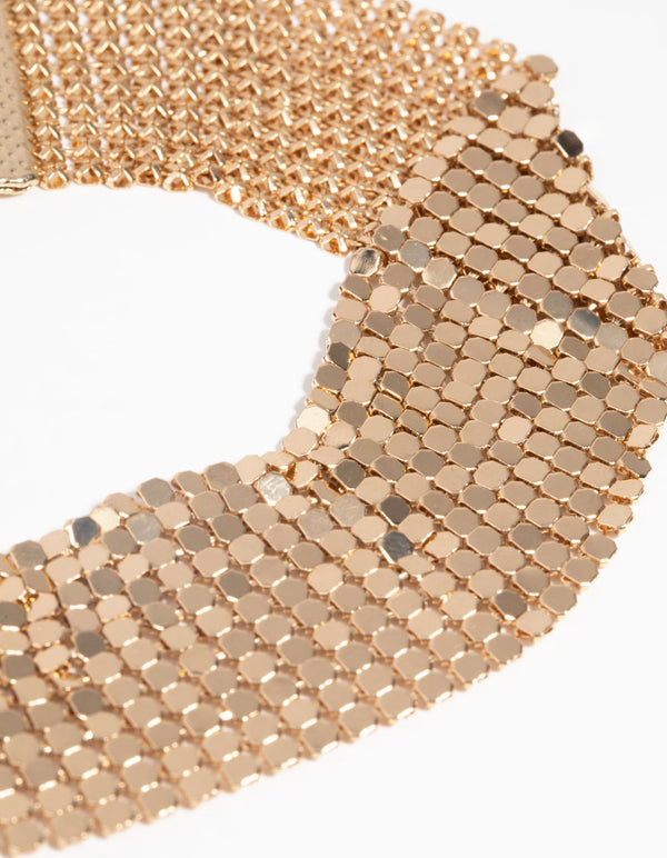Gold Mesh Choker Necklace