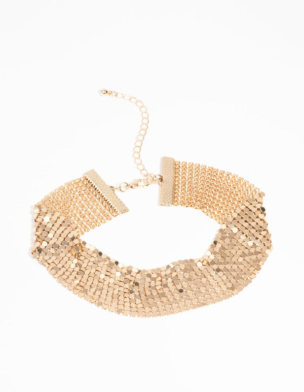 Gold Mesh Choker Necklace