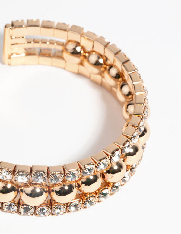 Gold Diamante Cuff Bracelet