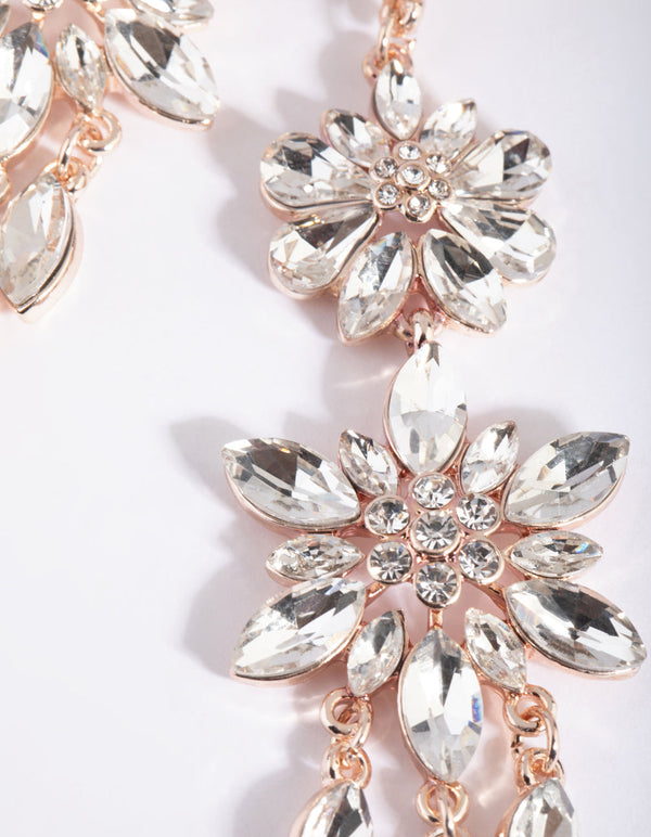 Rose Gold Flower Drop Earrings
