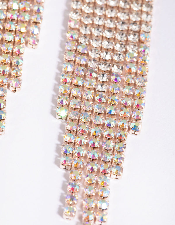 Rose Gold Diamante Drop Earrings