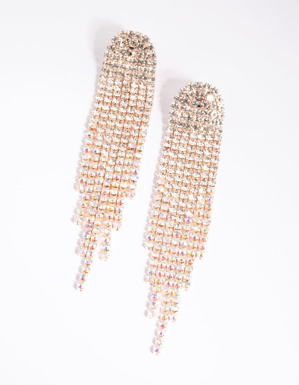 Rose Gold Diamante Drop Earrings