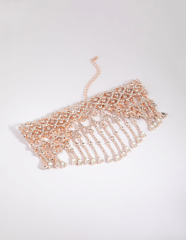 Rose Gold Diamante Statement Choker Necklace