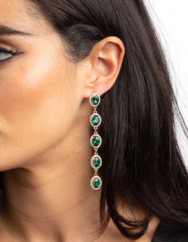 Green and Gold Drop Earrings