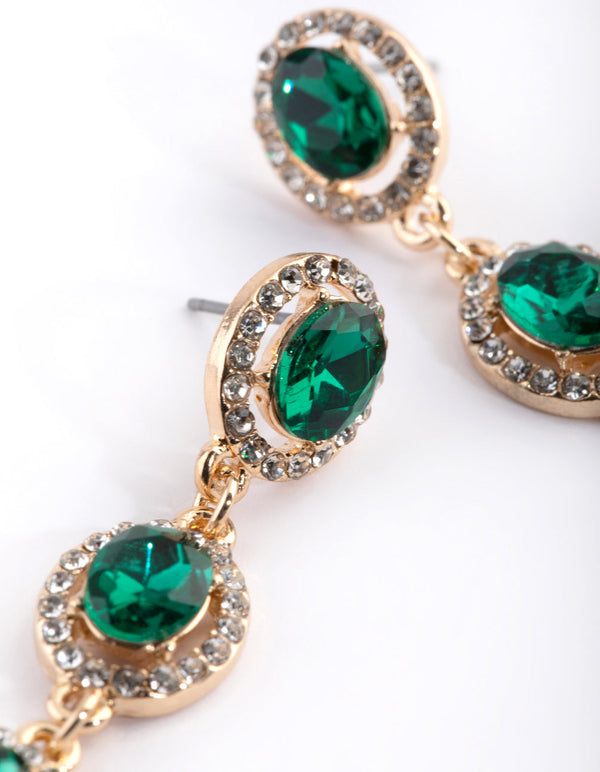 Green and Gold Drop Earrings