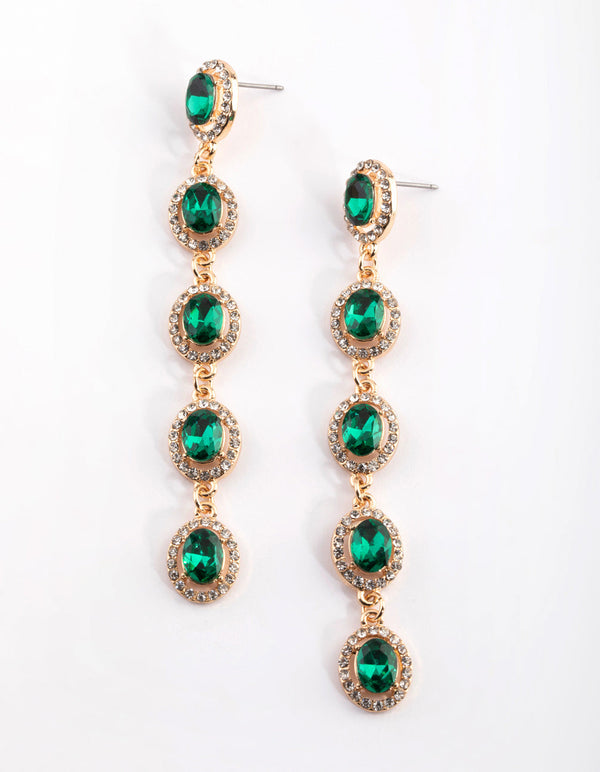 Green and Gold Drop Earrings