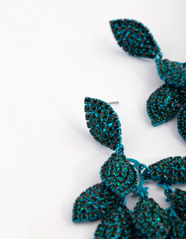 Matte groene diamanten blad oorbellen