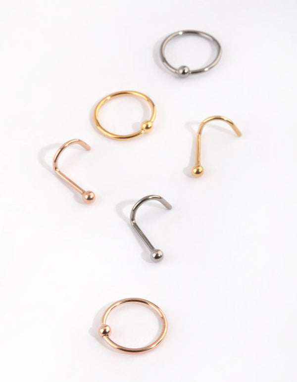 Zestaw kolczyków do nosa z tytanu