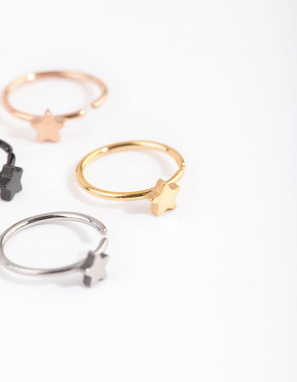 Titanium Star Nose Ring Pack