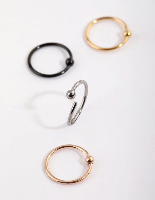 Titanium Plain Nose Ring Pack