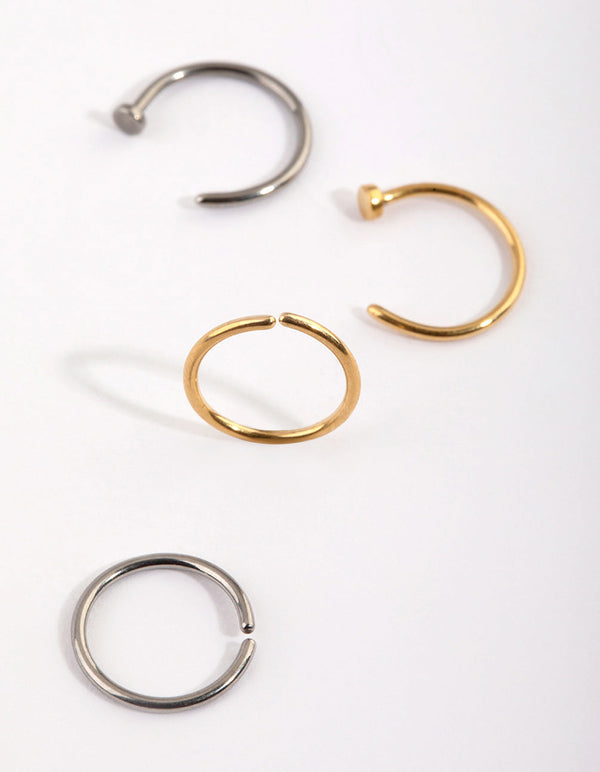 Titanium Plain Nose Stud and Ring Pack