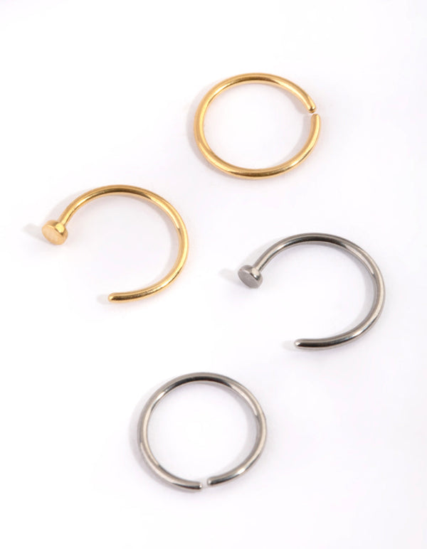 Titanium Plain Nose Stud and Ring Pack