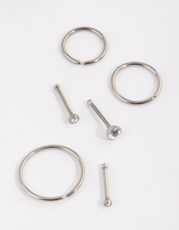 Titanium Nose Stud and Ring Pack