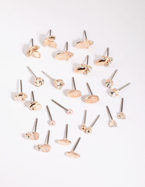 Rose Gold Garden Stud Earring Pack