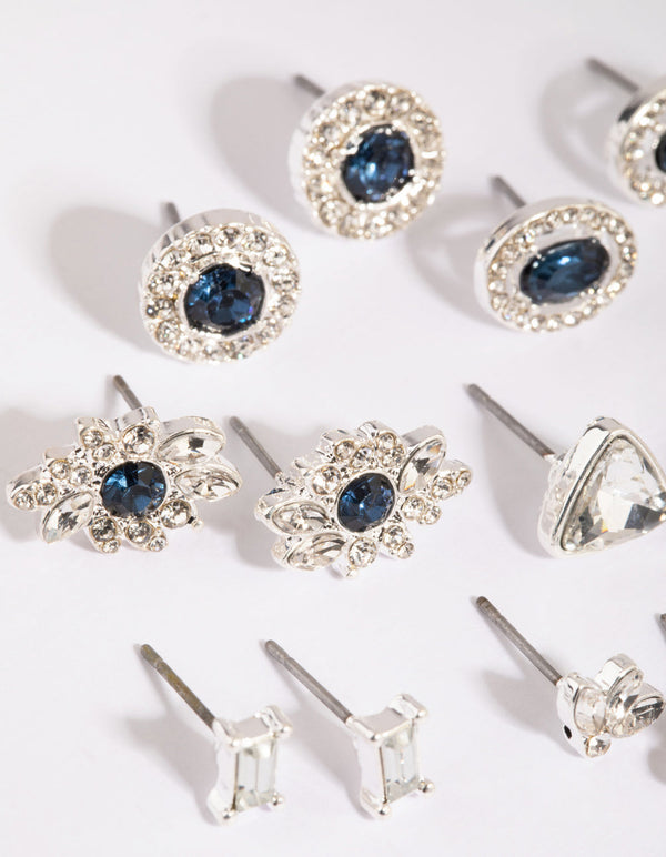 Royal Blue Diamante Ring and Earring Pack