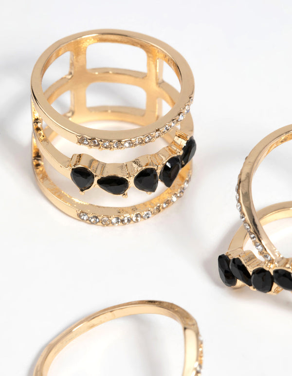 Gold Crossover Cage Ring Pack