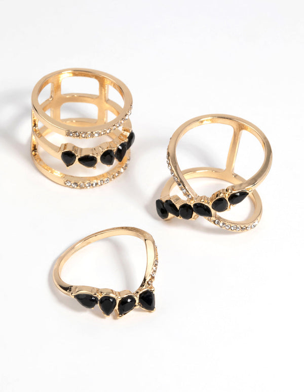 Gold Crossover Cage Ring Pack