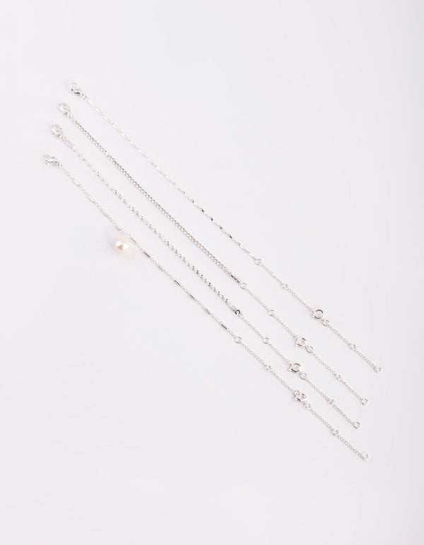 Silver Pearl Bracelet and Anklet Set