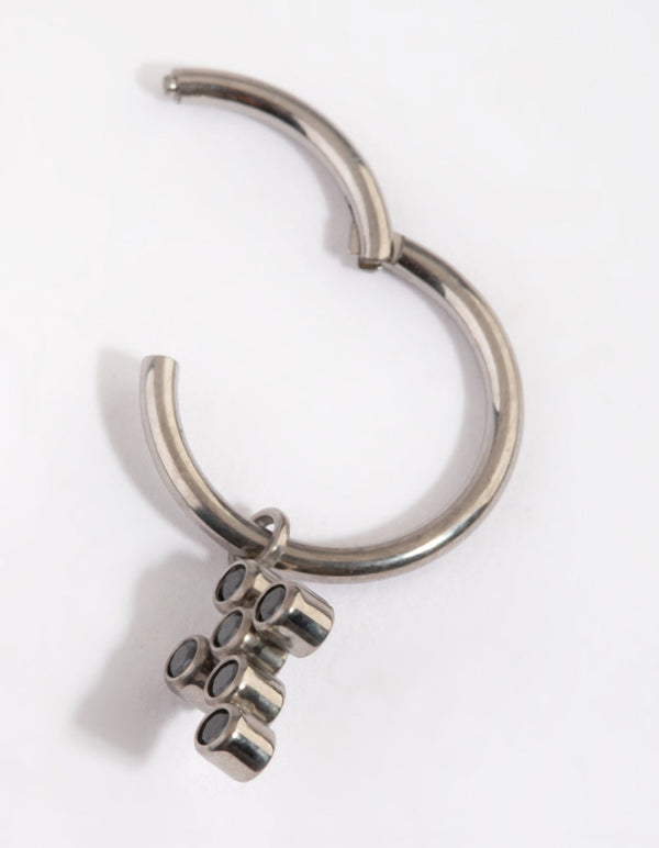 Titanium Diamante Cross Belly Ring