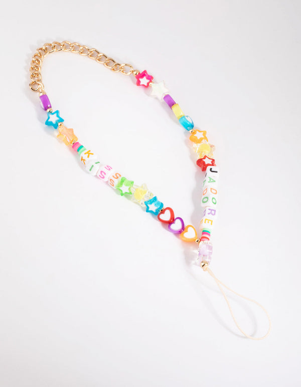 Acrylic Bead and Metal Phone Charm