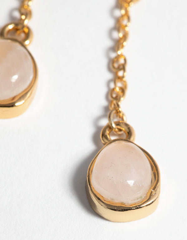 Gold Plated Drop Earrings with Rose Quartz